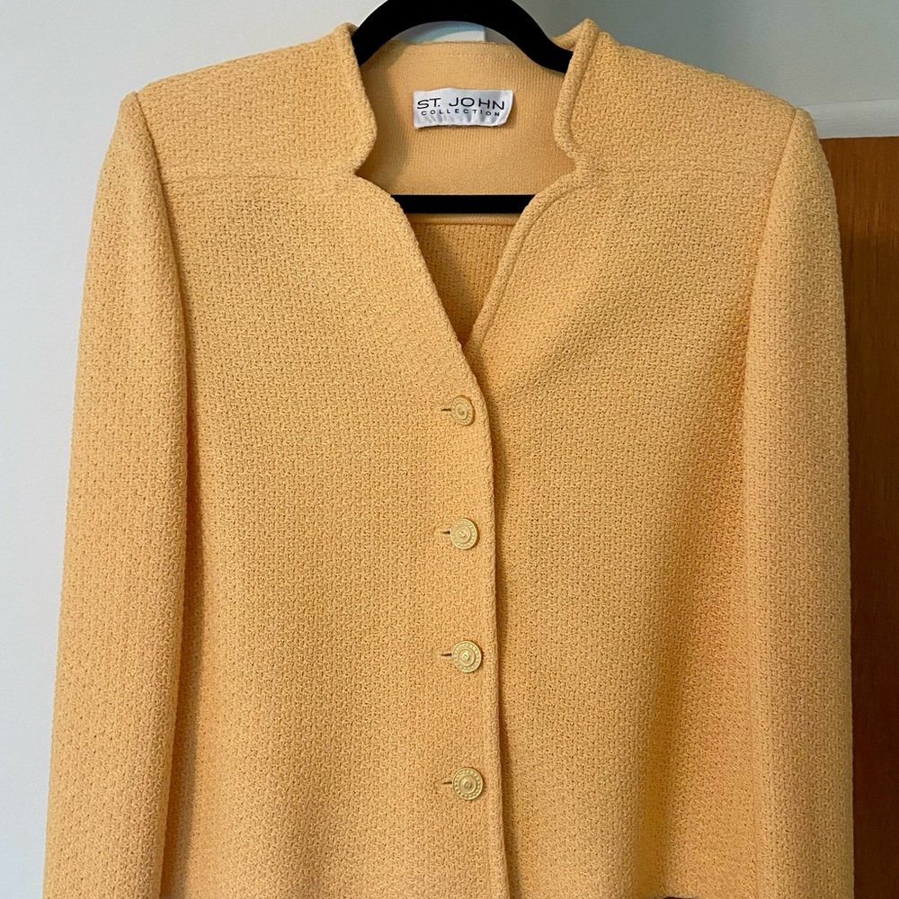 BEAUTIFUL St John collection knit jacket yellow suit blazer Small
